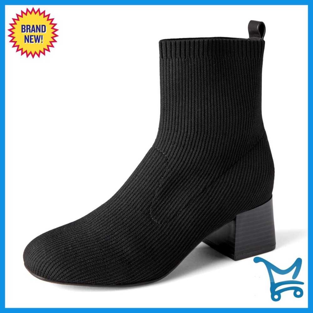 Women's Stretch Knit Ankle Boots With Memory Foam Insole, 2 Inch Heel